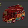 minibus minivan driverless bus school bus van box car 3d model