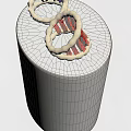 Two Elegant Gold Rings With Red And Black Twisted Design On Black Display Stand