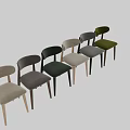 Modern Minimalist Dining Chair With Curved Backrest Wooden Legs And Upholstered Seat