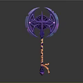 Fantasy Hammer 3D Render With Purple Blue Gradient Star Shaped Head And Orange Striped Handle