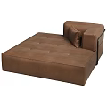 Brown Leather Lazy Sofa With Button Tufted Design And Pillow Accent 3d model