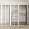 Modern Double Doors Interior Design With Transparent Glass And White Frame 3d model