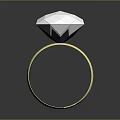 Detailed Carved Diamond Shaped Polyhedral Gemstone Sculpture On Gold Ring