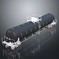 Black Cylindrical Tank Trailer With White Metal Frame Platform Wheels And Smooth Surface 3d model