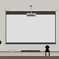 Projection Monitoring Setup With Screen Projector And Surveillance Camera On Desktop