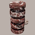 Elegant Modern Spiral Design Side Table with Red and White Marble Veins 3d model