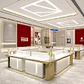 Modern Luxury Jewelry Store Interior With Elegant Display Counters Yellow Flower Vases And Bright Lighting