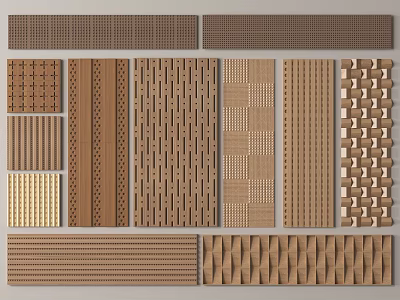Various Wooden Wall Paneling Designs Featuring Different Patterns And Textures For Interior Decoration 3d model