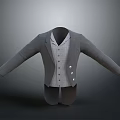 Grey Long Sleeve Coat Paired With Light Colored Vest For Daily Wear