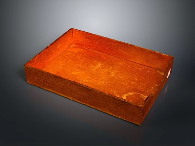 Orange Wooden Rectangular Tray With Smooth Surface For Daily Household Use 3d model