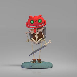 Cartoon skeleton game character 3d model