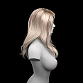 Isolated Woman With Long Blonde Hair And Smooth Bust On Black Background