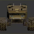 Golden Exploration Rover With Large Rugged Tires And Geometric Body Design For Off Road Terrain