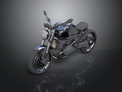 Sleek Black Modern Motorcycle Design With Streamlined Tank And Alloy Wheels 3d model
