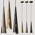 Modern Conical Pendant Lights Featuring Metallic Brass Black Silver Hanging Decorative Design