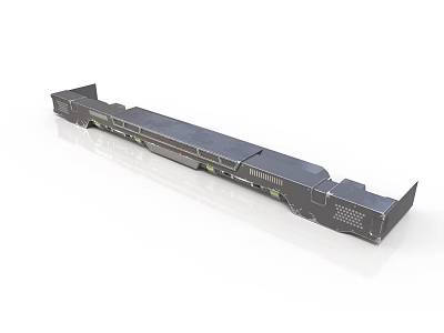 Black Elongated Industrial Metal Component With Holes And Structural Details 3d model