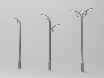 Modern Outdoor Lamp Post Designs With Curved Arms And Various Styles For Garden And Street 3d model