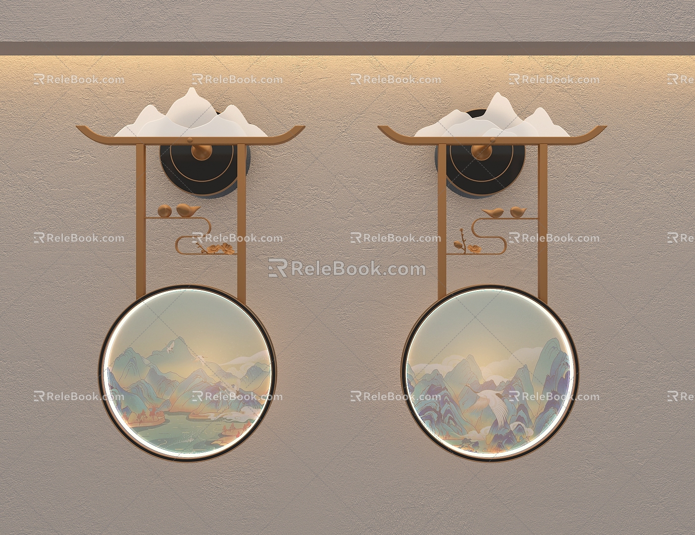 New Chinese Style Wall Lamp Metal Wall Lamp Round Wall Lamp 3d model