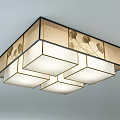 Modern Elegant Ceiling Light With Square Round Shapes And Decorative Fabric Shades 3d model