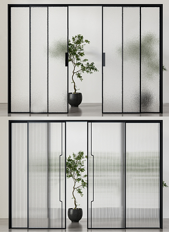 Modern sliding door glass sliding door 3d model