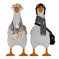 Adorable Stuffed Goose Dolls Wearing Hats Scarves Apron Pilot Helmet and Bag