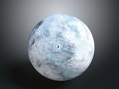 Realistic Moon 3D Model With Gray Blue Surface And Craters Texture 3d model