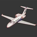 Small Jet Airplane with White Blue Stripes USA Logo Tail Modern Design Shiny Surface Dark Background