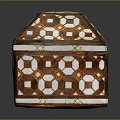 Decorative Storage Box With Geometric Pattern Red White Gold Design And Lock