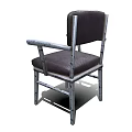 Comfortable Single Chair With Leather Seat And Metal Armrests Frame Design