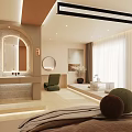 Modern Open Concept Living Space With Wooden Accents Large Windows And Artwork