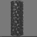 Black Column With Hexagonal Pattern And Textured Design Structure