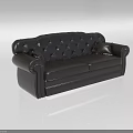 Black Leather Two Seater Sofa With Tufted Design And Classic Armrests Interior 3d model
