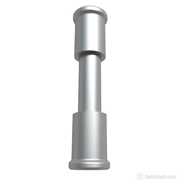 Silver Cylindrical Metal Mechanical Component With Stepped Structure And Smooth Surface 3d model 