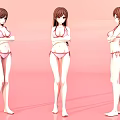 Anime Game Character In Pink Bikini With Multiple Angles And Pink Background