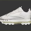 White Casual Sneakers With Thick Sole Lace Up Design And Light Pink Accents
