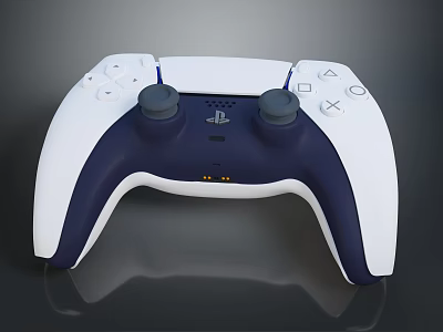 Wireless Game Controller White And Navy Blue With Dual Joysticks And Action Buttons 3d model