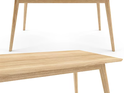 Modern Wooden Dining Table Design With Smooth Tabletop And Slim Legs Structure 3d model