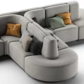 Modern Gray Modular Sectional Sofa With Colorful Cushions For Living Room