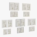 Abstract Paintings Collection With Framed Artworks In Multiple Wall Arrangements 3d model