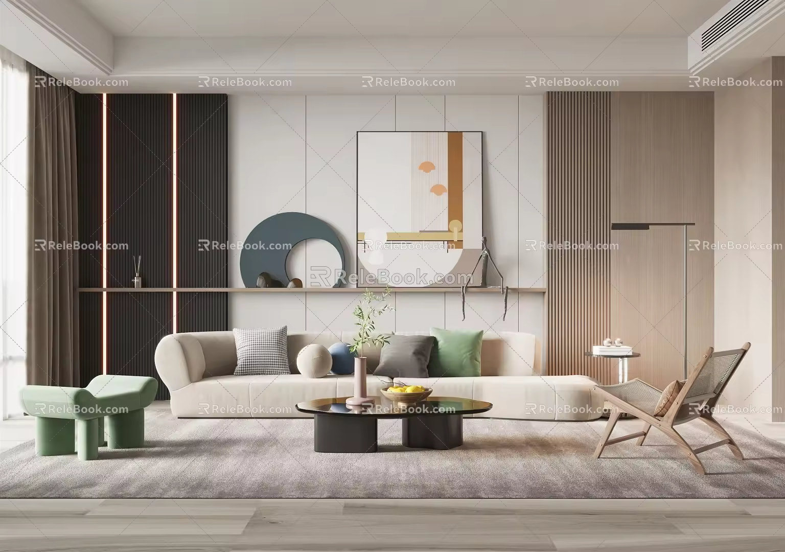 Modern sofa coffee table combination 3d model