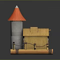 Modern raft bamboo raft bamboo row small boat 3d model