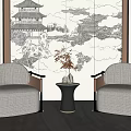 New Chinese Style Casual Sofa Combination Single Sofa 3d model
