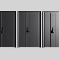 Three Black Security Doors With Sleek Design Different Line Patterns And Locks 3d model