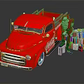Red Vintage Truck With Santa Claus Colorful Gifts And Coca Cola Branding