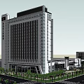 Modern High Rise Building Exterior With Glass Curtain Wall And Landscaped Surroundings