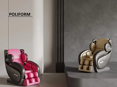 Modern Comfortable Massage Chairs With Pink Beige And Black Stylish Design In Interior Setting 3d model