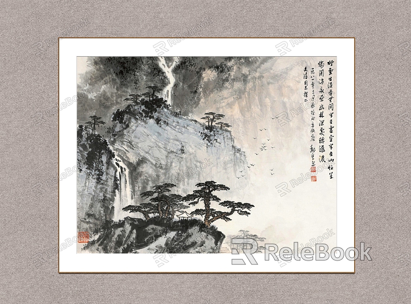 Chinese Landscape Painting Wei Zixi Pine Forest Ripe model