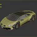 Yellow Sports Car With Black Roof Sleek Body And Red Accent Wheels
