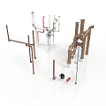 Copper And White Metal Equipment With Pipes Brackets And Mechanical Parts