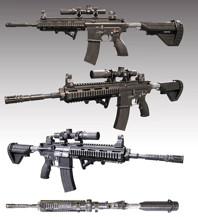 Modern Tactical Rifles with Scopes Barrels and Ergonomic Stocks for Military Use 3d model